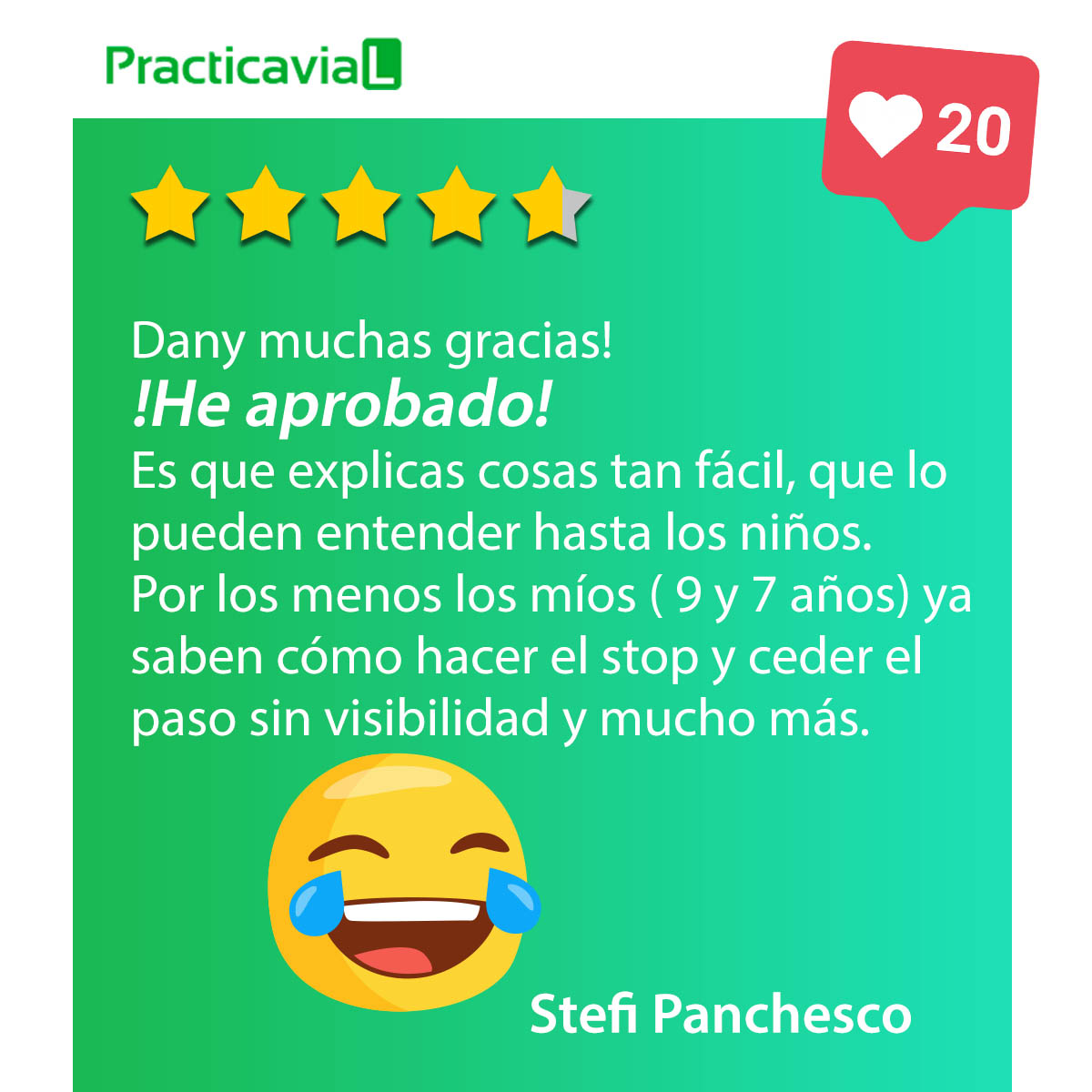 Practicavial's tweet image. ¿Quieres aprobar el #carnetdeconducir en tiempo récord? 🚘

✅  ¡Es posible con #PracticaVial!
✅  Descubre nuestro método digital➡️ bit.ly/38ydWvm
✅  Mira lo que dicen sobre nosotros quienes ya lo han probado 👇