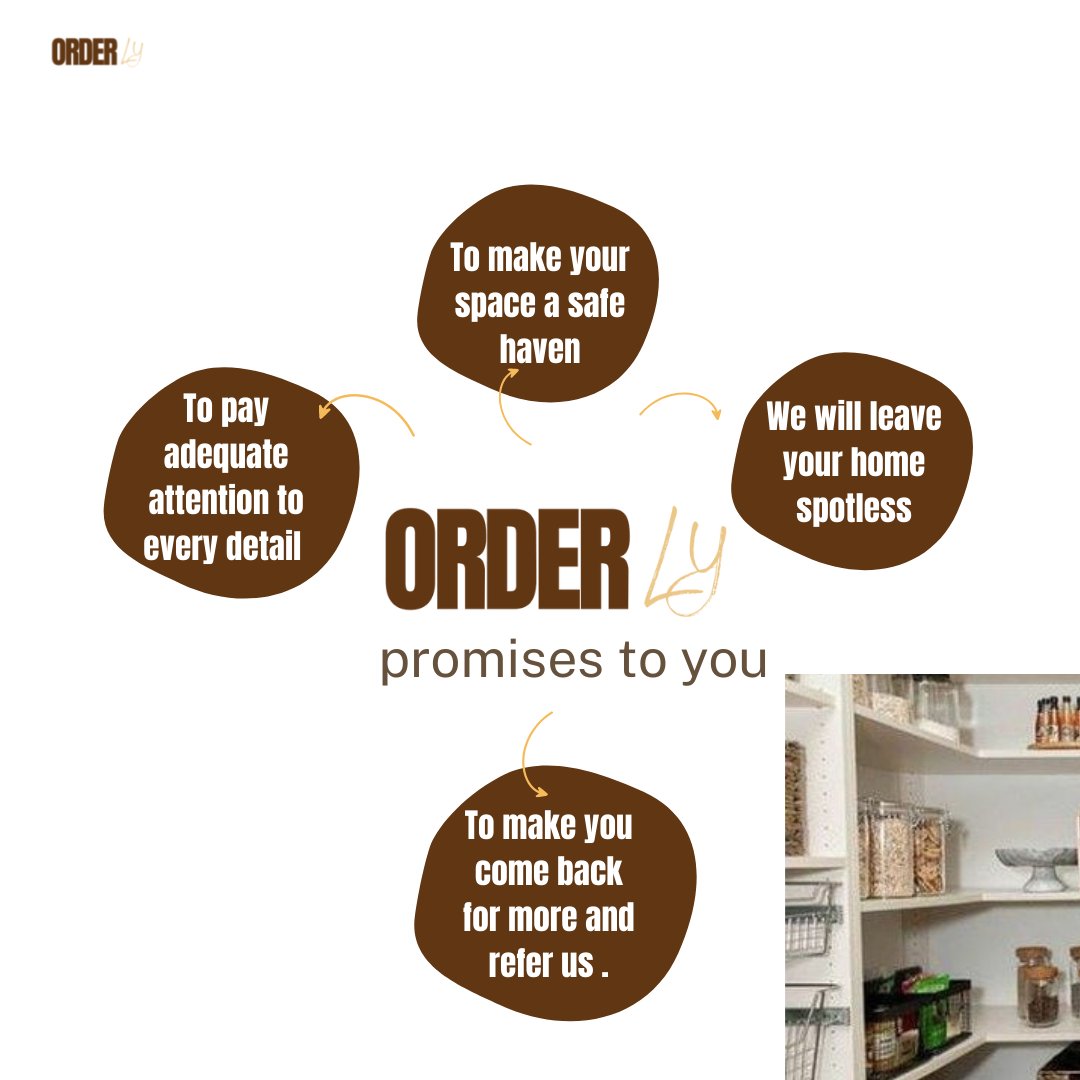 Orderlyspacesng's tweet photo. Our promises to you 

To make your space a safe haven
To pay adequate attention to every detail 
We will leave your home spotless 🤩
To make you come back for more and refer us . https://t.co/gl4nwDkA6y