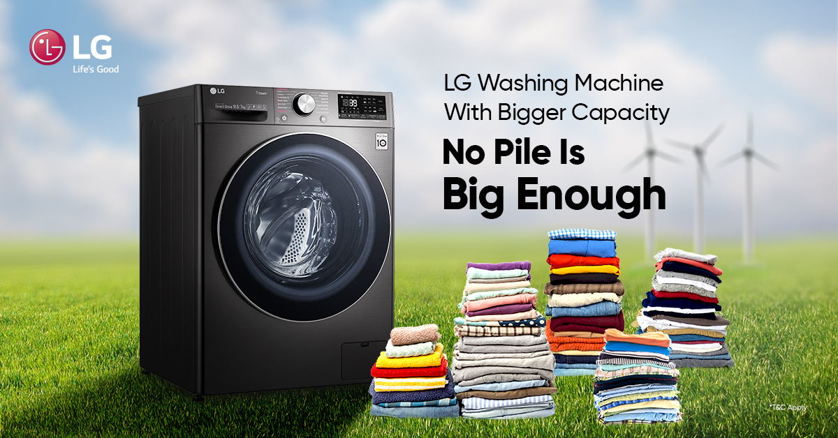LGIndia's tweet photo. Is a big pile of dirty clothes scaring you?
Wash it off in one go with the LG Washing Machine with bigger capacity.
No pile is big for you with #LG
Know more on https://t.co/xeewUrhHuc
#WashingMachine #LGHomeAppliances #Laundry #BiggerCapacity #PerfectWash #Clothes https://t.co/WkASBdh18Y