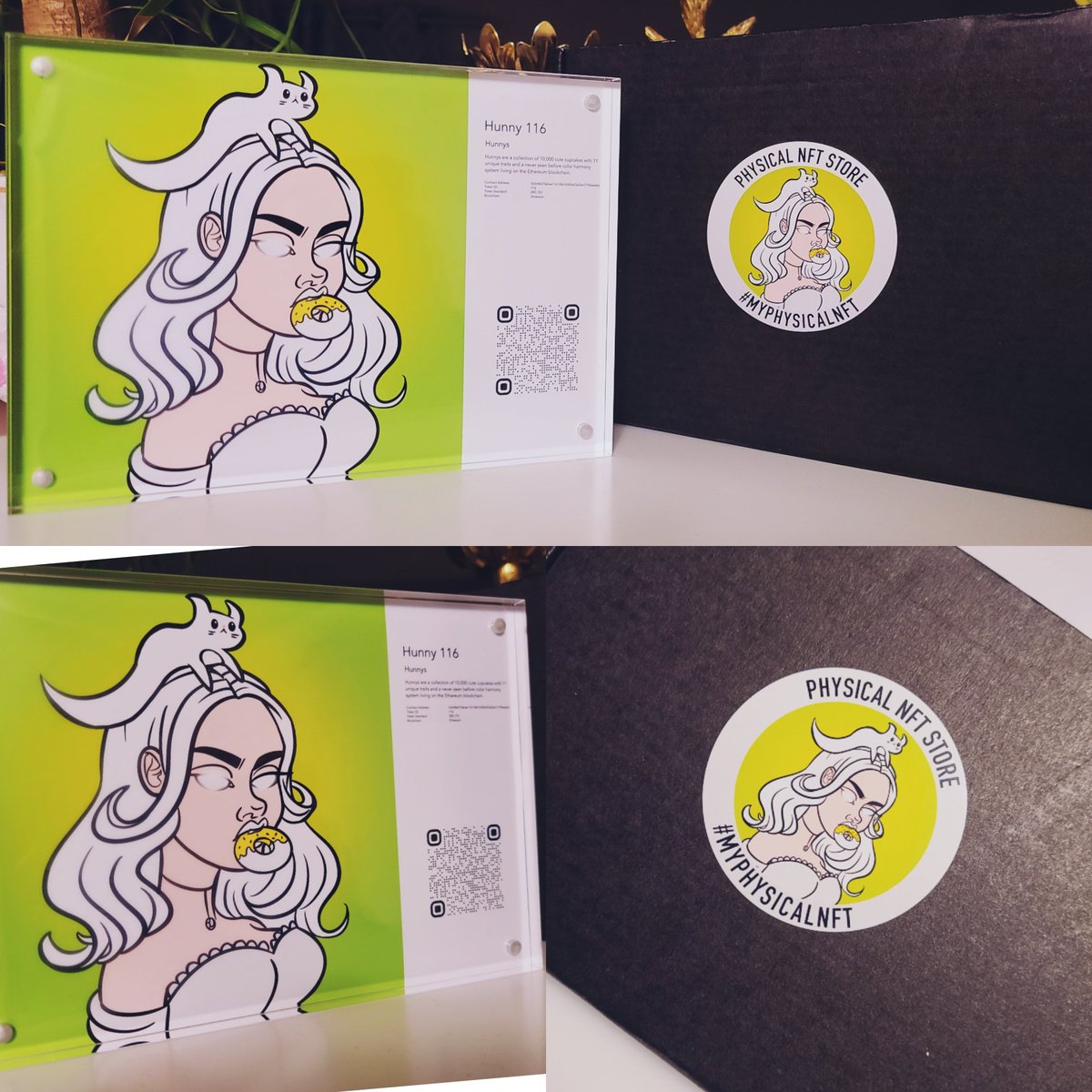 cryptostacys's tweet photo. 🔥 YALL ARE NOT READY 🔥

These incredible physical NFTs arrived just in time to help me celebrate our project sellout! I'm obsessed. 😱

.@MyPhysicalNFT #nfts #hunnys https://t.co/R5jwt6hBv5