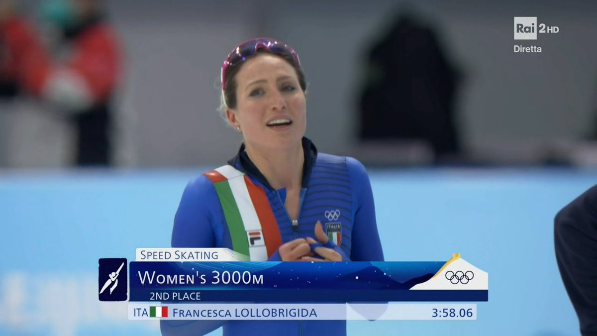 RaiSport's tweet photo. Fantastica Francesca #Lollobrigida, conquista la medaglia d'argento nel pattinaggio di velocità. È la prima medaglia dell'@ItaliaTeam_it a #Pechino2022. Siamo sempre in diretta su @RaiDue 
#OlimpiadiRai #Beijing2022 #speedskating https://t.co/mySIiPXgxg