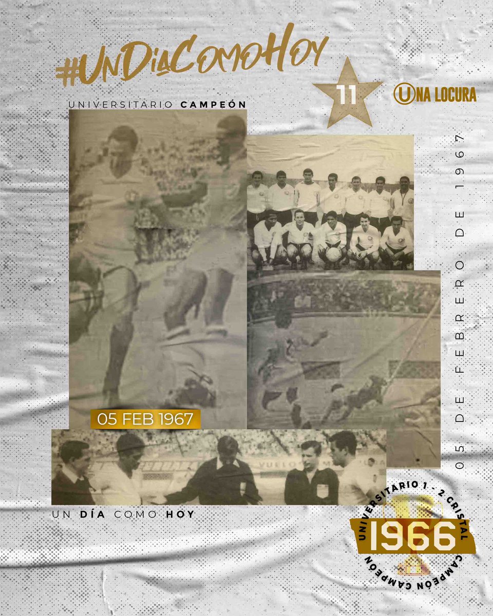 UnaLocura1924's tweet photo. #UnDíaComoHoy en 1967
@universitario1924 logró su ⭐1️⃣1️⃣ pese a caer 2 - 1 ante Cristal, el cuadro crema ya era campeón antes de saltar al gramado, ya que su perseguidor más cercano(Alianza) perdió un dia anterior.
#DatosCremas
#Campeones
#LaHistoriaDeLaU https://t.co/g34Kn9MzGQ