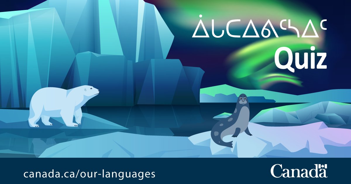 Our_languages's tweet photo. Check out our #SaturdayQuiz on words borrowed from #Inuktitut and other #Inuit languages. Celebrate #InuktitutLanguageMonth by enriching your #vocabulary with words from Arctic Canada! #inuktut @GovCanNorth @GCIndigenous https://t.co/zaUxI3z1R3 https://t.co/yIg8u6Hesv