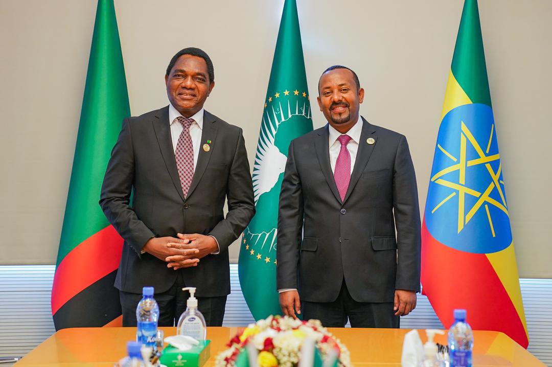 AbiyAhmedAli's tweet photo. I met with President @IsmailOguelleh and President @HHichilema in bilateral meetings alongside the #AUSummit2022 to discuss issues of mutual interest. https://t.co/cZXUDqBbjU