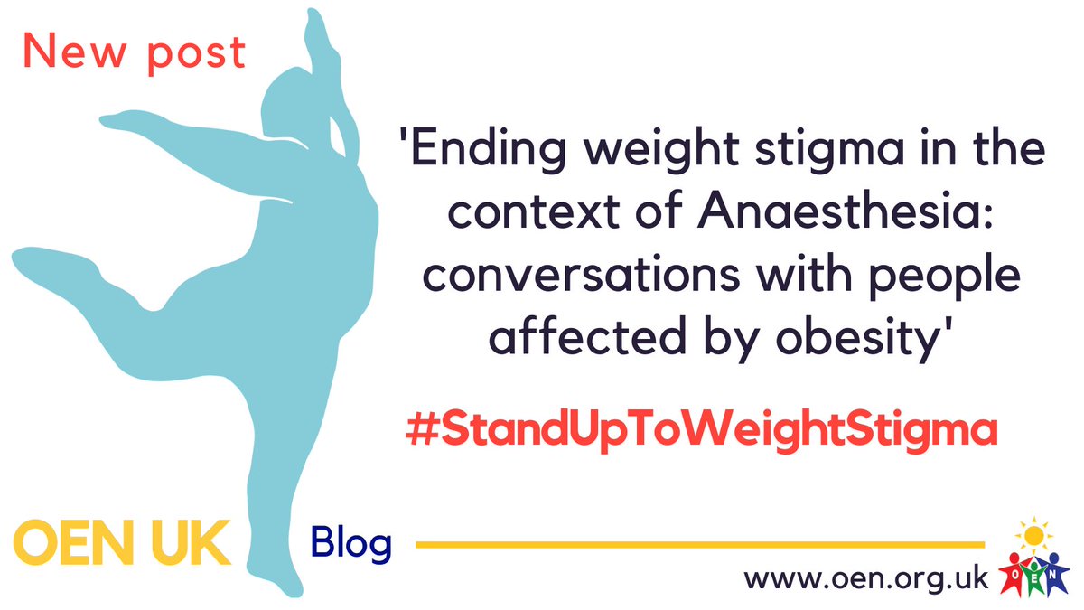 Essential reading for #anaesthetists.

@DJPournaras & patient advocate Maggie Clinton speaking on recently published @SOBAuk guidance for #anaesthetists and its role in ending #weightstigma in #anaesthetics and beyond.

➡️bit.ly/32ZTFzf

#StandUpToWeightStigma #Obesity