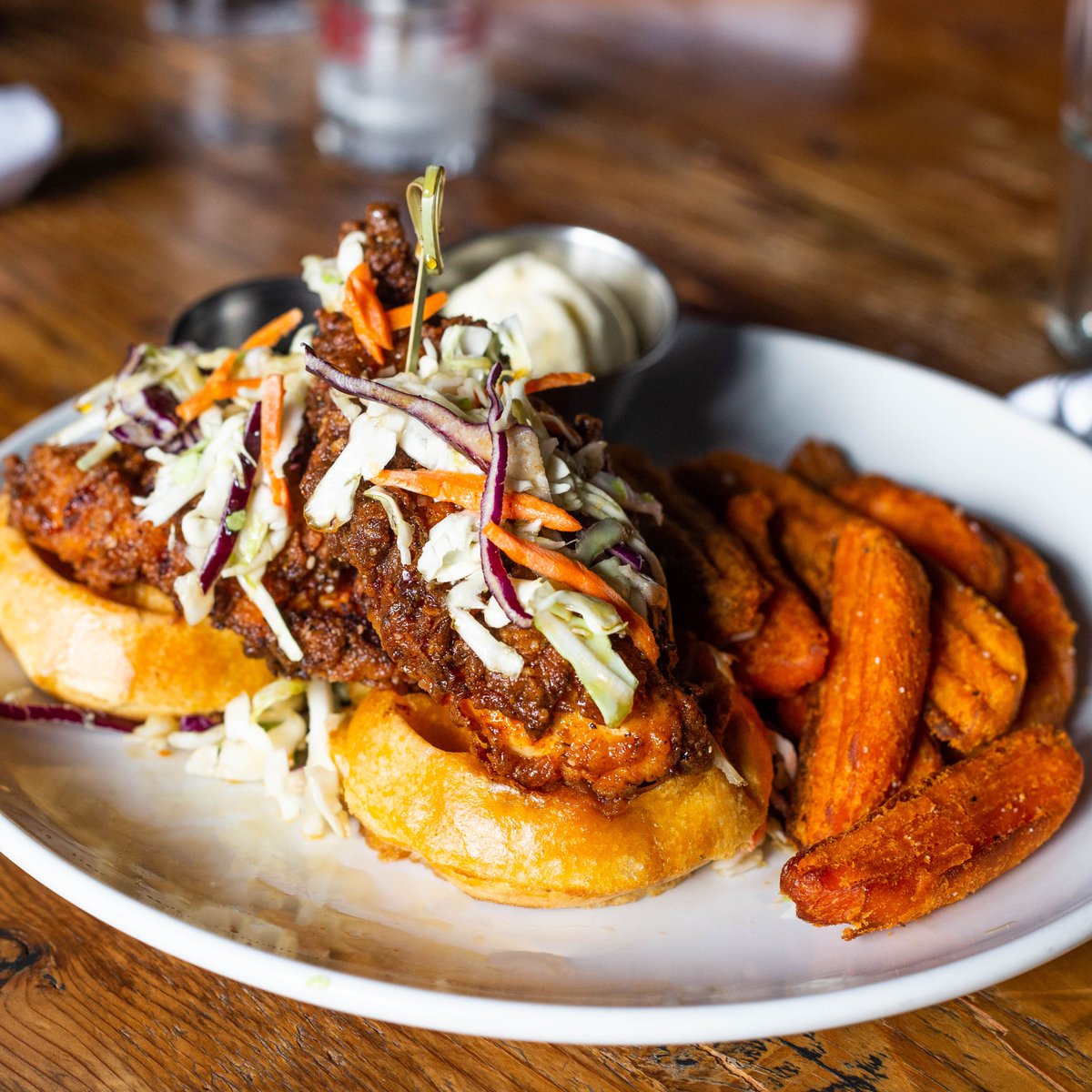 CityWineryNSH's tweet photo. Alright Nashville, it's your last chance to come get spicy with us! Today &amp; tomorrow are the last two days for you to grab our #hotchickenweek22 special. 🔥 https://t.co/4DtiQVTpdr