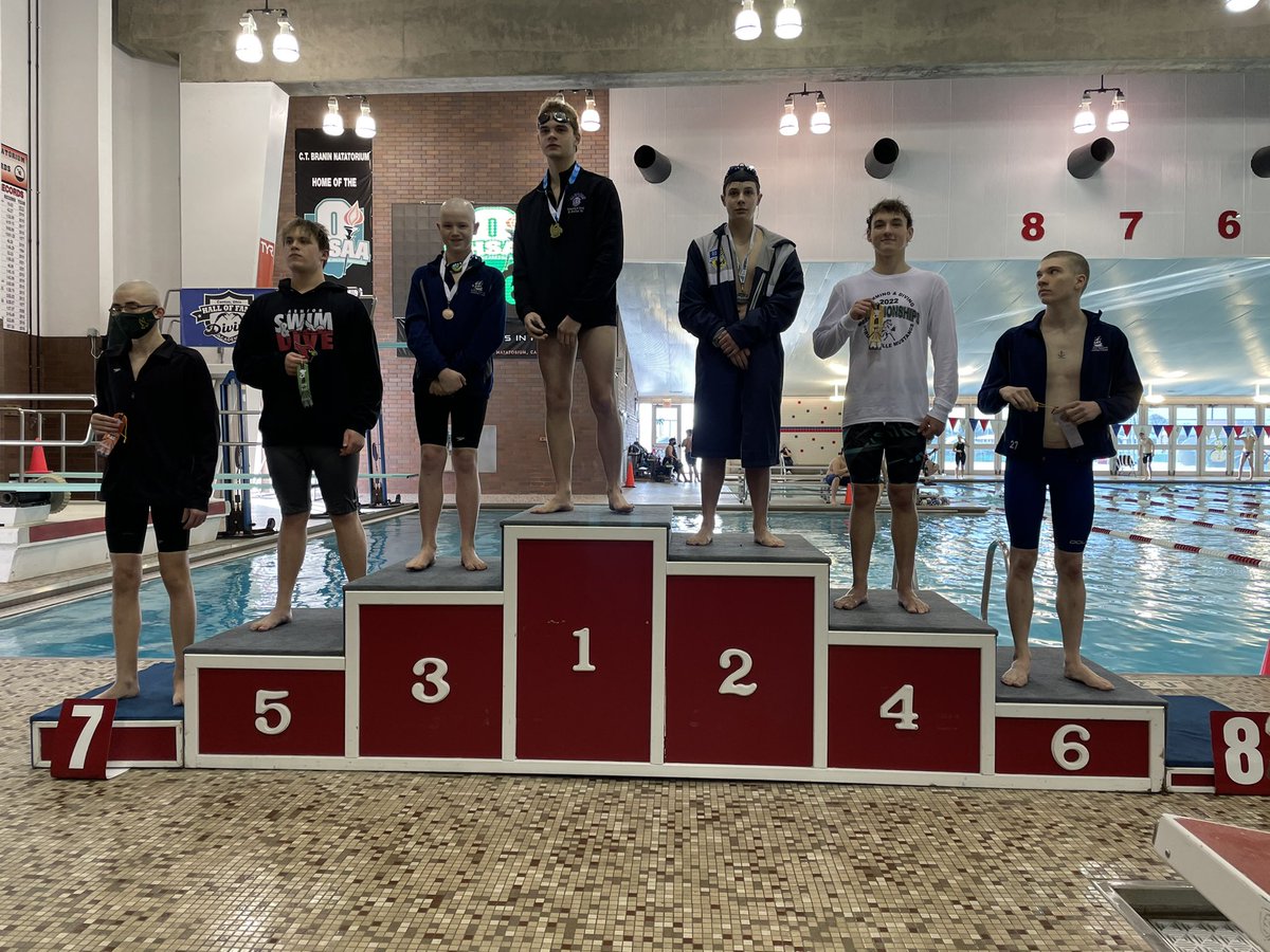 MissKear_K3's tweet photo. Starting #JVChamps2022 off right!!💪🏼⚓️💙 #GoBoats #MedleyRelays #200FR @HHSswim @coachmal1 https://t.co/LKK1rln4FI