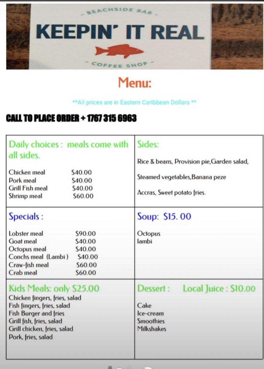HeyNakala's tweet photo. What’s your favorite on the menu? I would sell somebody entire lineage to have couple of those meals on that menu. #KeepingItReal #NatureIsle #DiscoverDominica #SafeInNature 🇩🇲🇩🇲🇩🇲🇩🇲🇩🇲🇩🇲🇩🇲🇩🇲🇩🇲🇩🇲🇩🇲 https://t.co/r45YbhQIaV