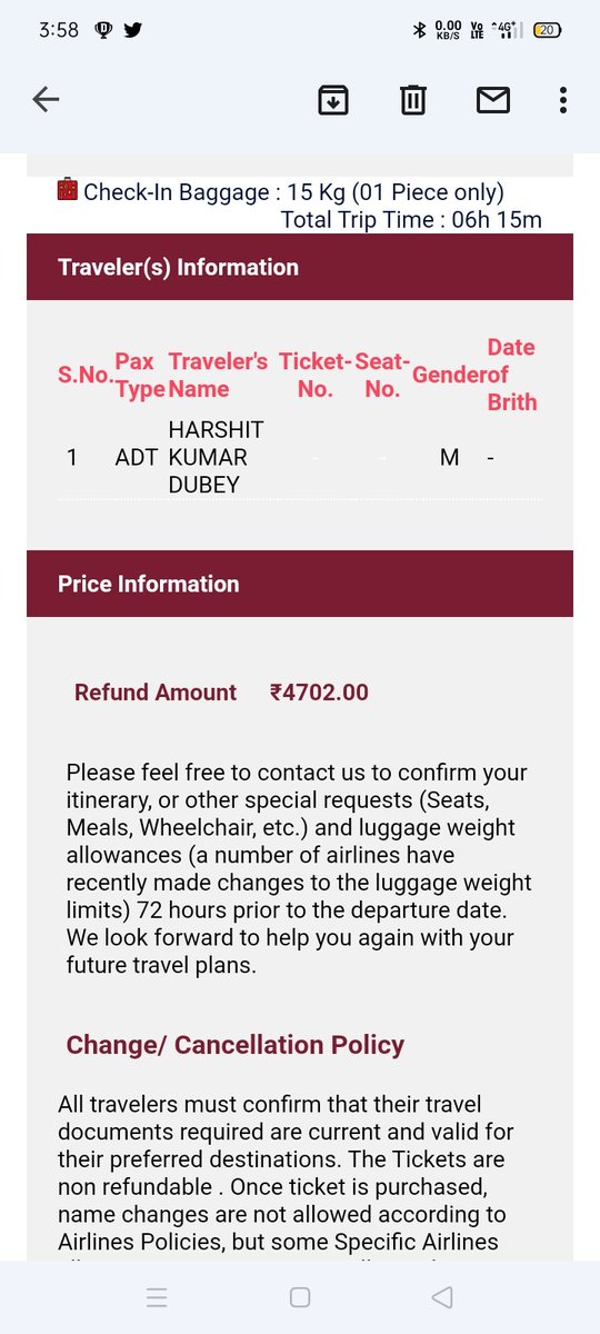 Harshit05185168's tweet photo. @travolook So when my money will be refunded https://t.co/bX2Ec8g1iC