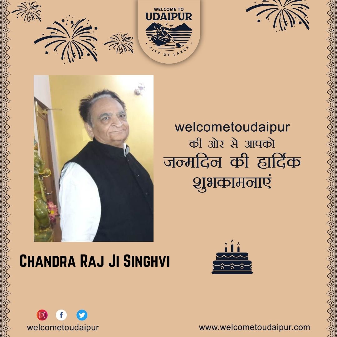 Welcome To Udaipur wishing you a very Happy Birthday Sir
#CSR #ChandraRajSinghvi #birthdaywishes #welcometoudaipur