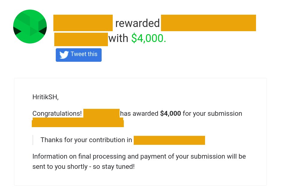 Received $4000 for PII leakage on a private program at @bugcrowd. Great platform to work on. #bugcrowd #bugbounty