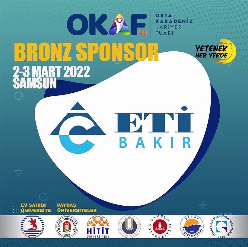 uniondokuzmayis's tweet photo. Orta Karadeniz Kariyer Fuarı (OKAF'22) kapsamında sponsorlarımız olan Havelsan, Daikin, Ulusoy Un ve Eti Bakır’a teşekkür ederiz.
📅 2 - 3 MART 2022
📍 Samsun
https://t.co/dECCPzbSnF
#okaf #cbiko #yetenekkapısı #kariyer #yetenekheryerde #bufuardakariyervar https://t.co/bXe9TJDu3i