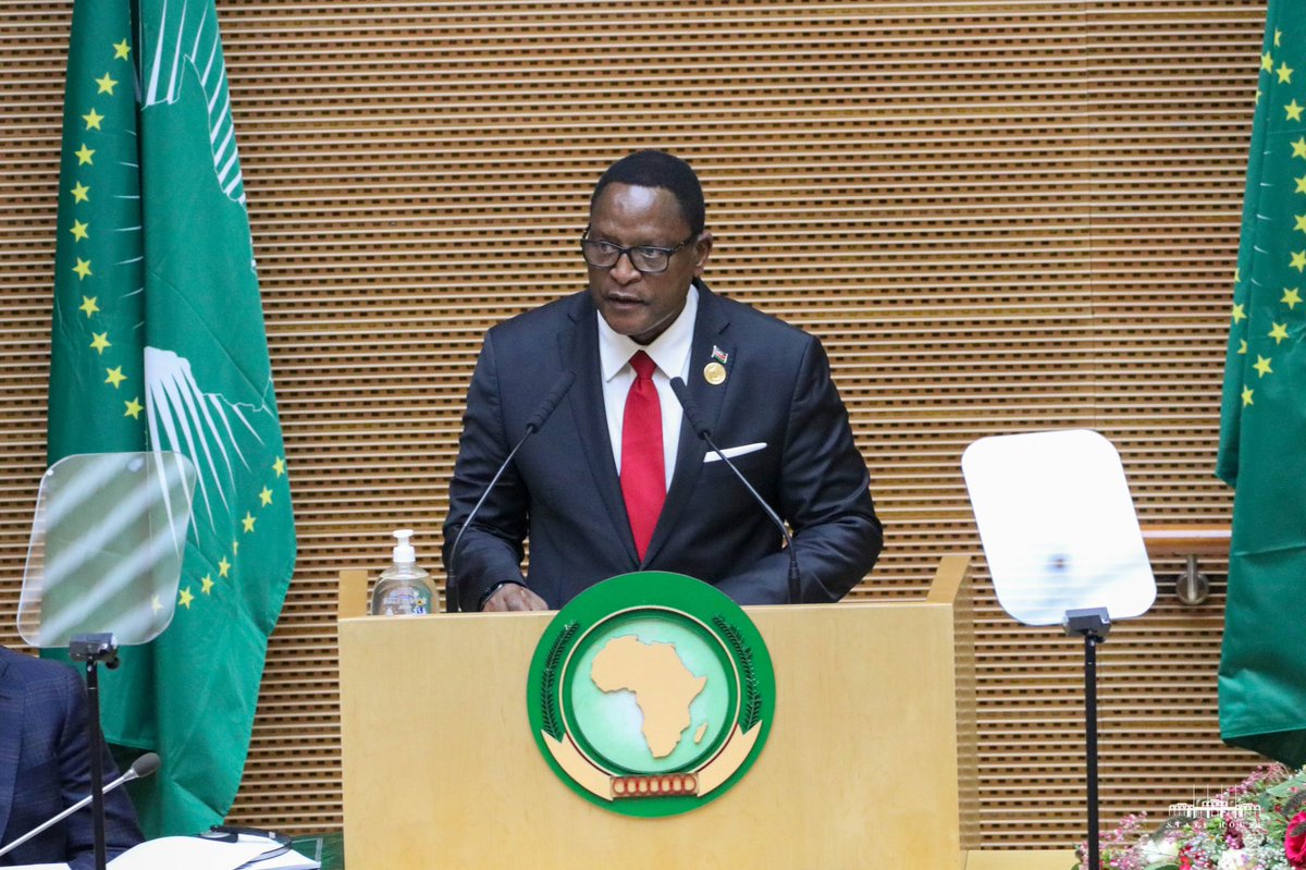 LAZARUSCHAKWERA's tweet photo. I have made my maiden address at the @_AfricanUnion Summit. As I currently chair SADC, through which I work closely with AU, I pledged to do my part to advance AU’s vision. The Malawi Vision 2063 is also inspired by the African Union’s Agenda 2063.
#AUSummit
#SADCChair https://t.co/Q6YZRXbKMb