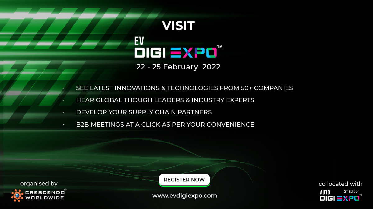We are official media partner of #EV Digi Expo (by <a href="/CrescendoWorld/">Crescendo Worldwide</a> )
We request you to register today &amp; meet the leaders &amp; industry experts.

Date: 22 - 25 Feb
REGISTER: bit.ly/3gmljcR
@MahindraElctrc @Tatamotorsev 

===
For media partnership: evzone.in/contact-us/