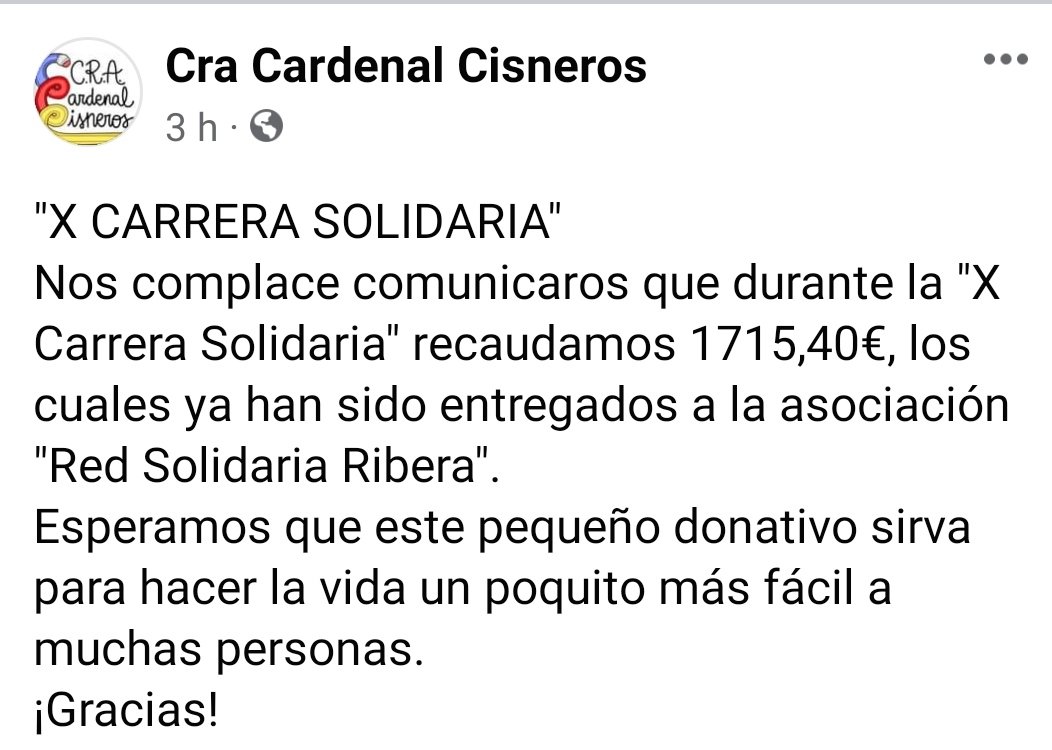 Gestos que ayudaran a mucha gente!!!! 
Gracias al Cra Cardenal Cisneros de Roa!!!! 😍😍😍

#RoaEsSolidaria
#RedSolidariaRibera
#EnRÉDateYSuma
