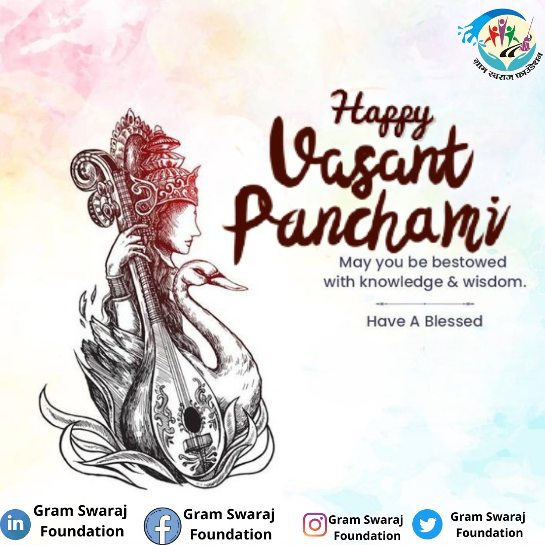 gsf_india's tweet photo. At the end of the dark road of evil, may there be the soothing amber glow of knowledge . Gram swaraj foundation wish you all  Happy Saraswati Puja 🙏🙏 .......
#gramswarajfoundation #sarswatipuja #indianfestival https://t.co/CnGUYGjlTM
