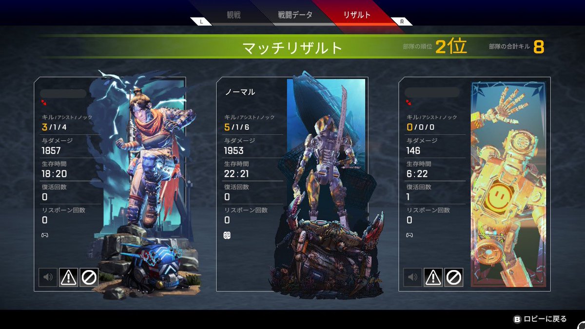 normal_apex's tweet image. 悔しいいいいい‼️
もうちょっとで2000ハンマーだったのに(T^T)
最後回復しきらんとちょっとでも撃てば2000行けたかもやのに😭

次こそはハンマー取る😤