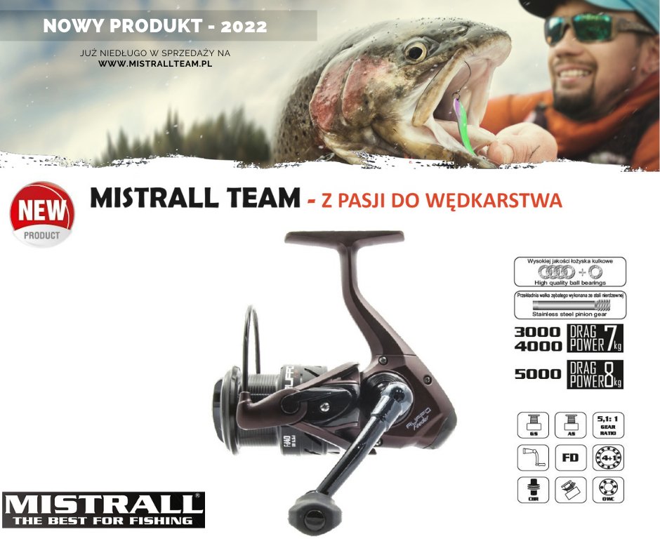 MistrallTeam's tweet photo. MISTRALL kołowrotek Ruffo Feeder - nowość w 2022 r

Kołowrotek z hamulcem umieszczonym w górnej części korpusu. Wyposażony w cztery łożyska kulkowe oraz jedno oporowe, bardzo dobrze wyważony korpus, precyzyjnie spasowany mechanizm wielołożyskowy, odporna na korozję rolka kabłąka. https://t.co/NfunCmtfwf