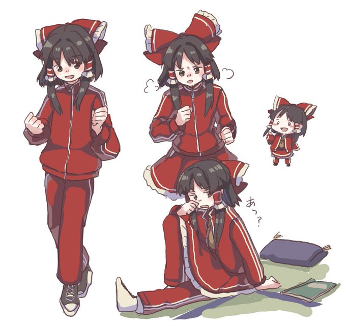 赤ジャージ霊夢さんを描きました。 