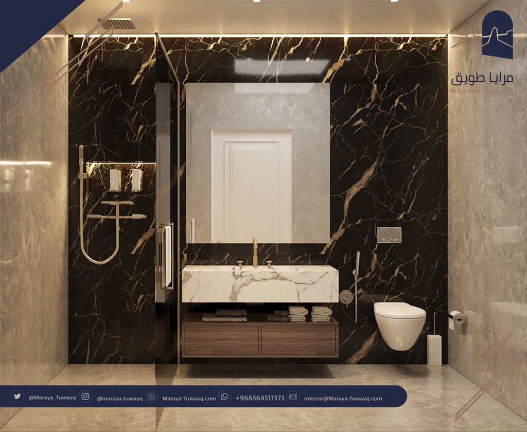 استخدام بدائل الخشب في دورات المياه 🤩🪵.
عملي ويعطي نفس اللمسة الفنية الدافئة للخشب