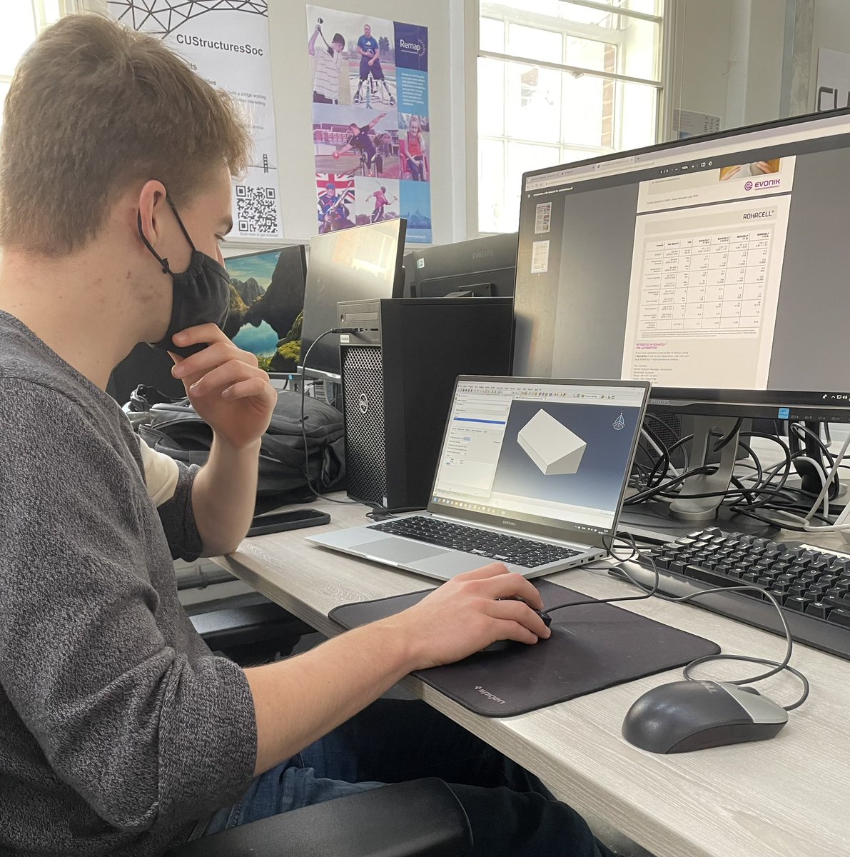 Tom is sketching our IA and running simulations based on different material options