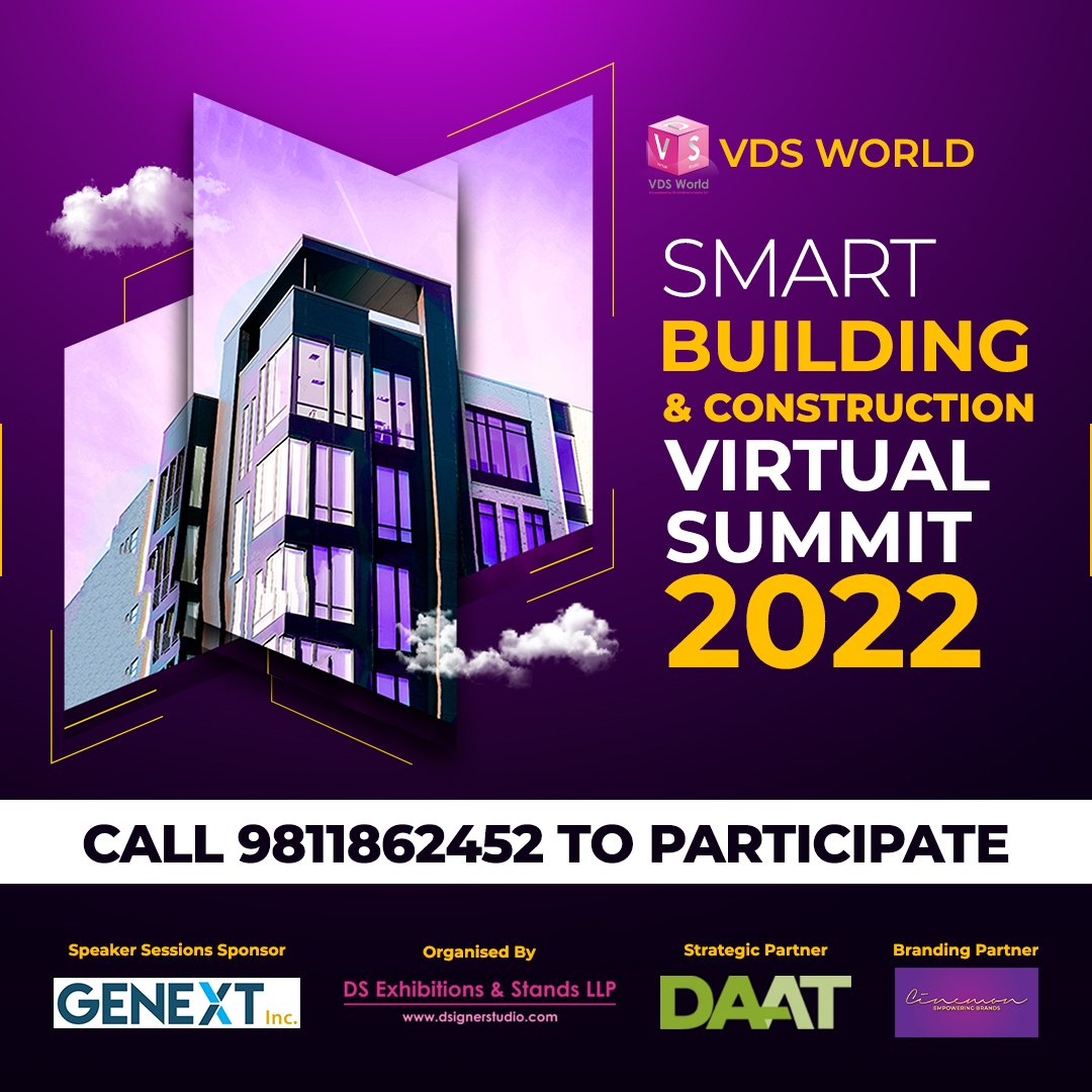 dsigner_studio's tweet photo. We would like to take the opportunity to share about an upcoming Summit organized by DS Exhibitions and Stands LLP. 
VDS WORLD - SMART BUILDING &amp; CONSTRUCTION VIRTUAL SUMMIT 2022 https://t.co/UHQBdBxE5B