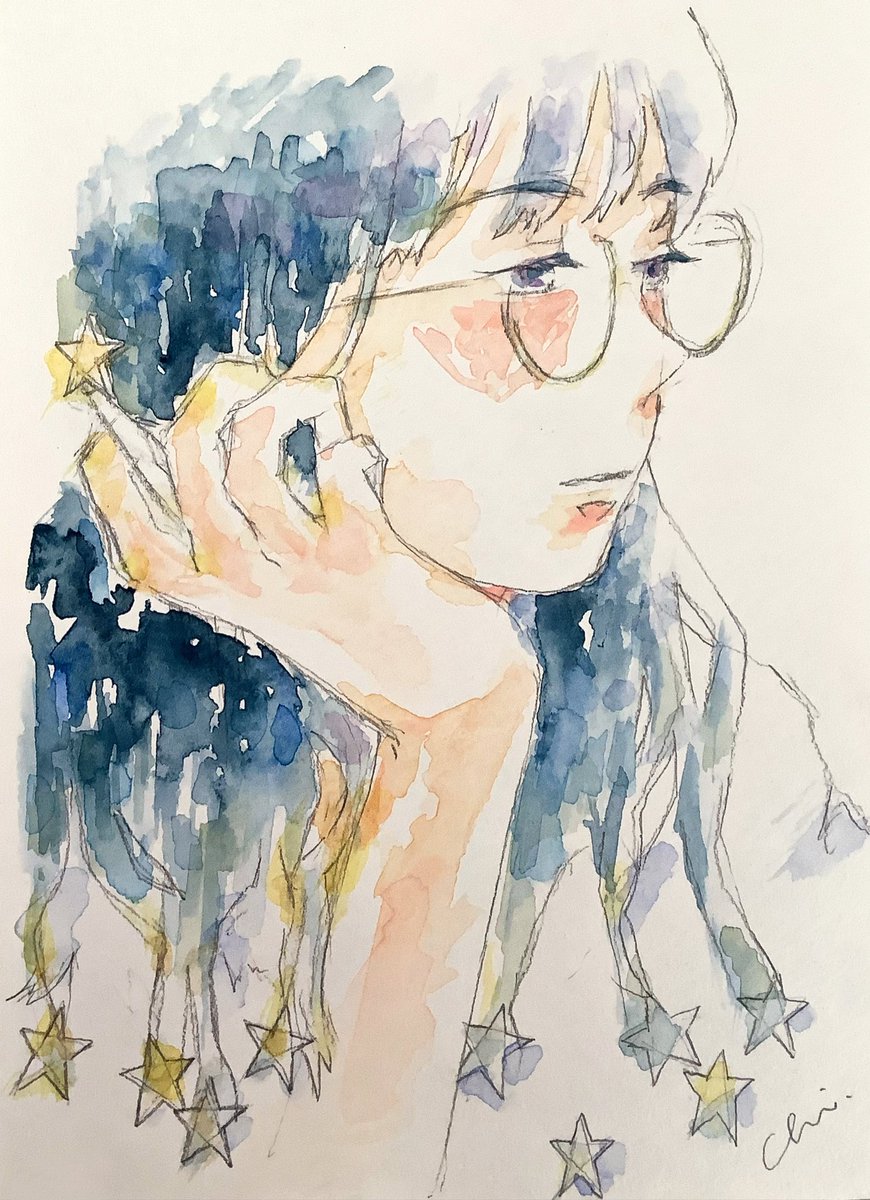 図書館の彼女』 #水彩画 #絵画 #イラスト 」|mog_neko@mercari on sale 