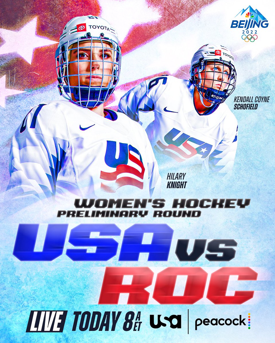 COMING UP AT 8a ET: The women of <a href="/usahockey/">USA Hockey</a> take on ROC.

TV: @USA_Network and @peacockTV 

#WinterOlympics // #WatchWithUS