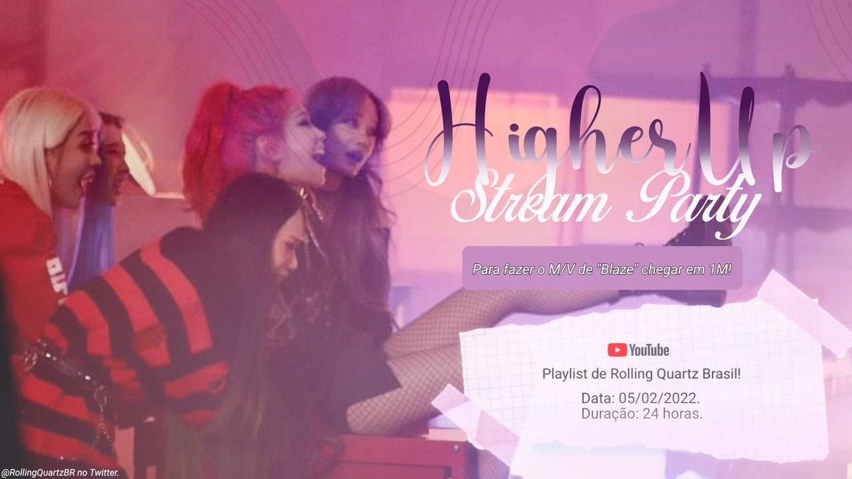 RollingQuartzBR's tweet photo. COMEÇOU! 🎉

#HigherUpStreamParty ❤️‍🔥

HOJE!!!
Com duração de 24 horas, ou seja, você pode ouvir no momento que quiser durante o dia de hoje.

O link da playlist: https://t.co/TjZwvaebXy

#RollingQuartzIsComing
#롤링쿼츠 #RollingQuartz #Diadem https://t.co/qu1kTg04ma