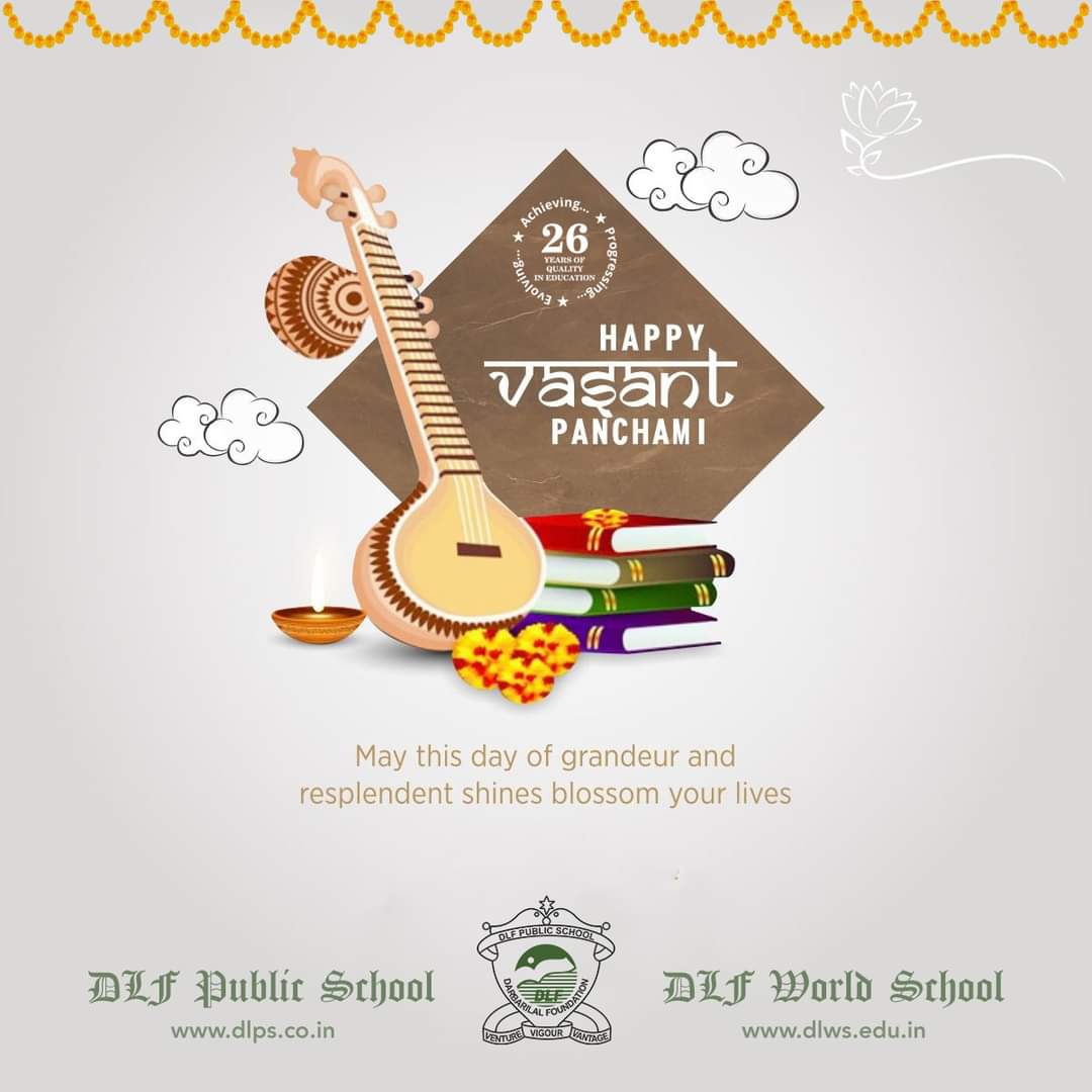 May this day of grandeur resplendent shine blossom your life! Happy Vasant Panchami 2022 🌼 
#VasantPanchami #BasantPanchami #education #school #learning #students #dlfps #festival #brightcolors #Basant #blossom 
<a href="/dp_2211/">Dimple Puri</a> <a href="/Mrignaini3/">Mrignaini</a> <a href="/ashokkp/">Ashok Pandey</a> <a href="/Upasnakiumang/">upasna Choudhaary</a> <a href="/BahlPandey/">Snighdha Bahl Pandey</a>