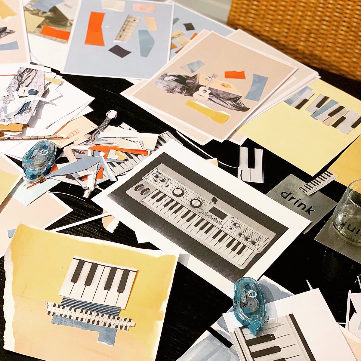 Lullatone's tweet photo. Behind the scenes shot of how @HelloSandwich has been making our recent song jackets 🤤 https://t.co/UZABMKR18m