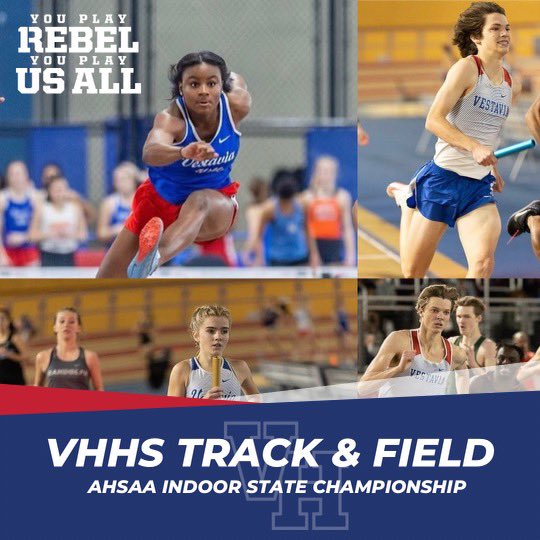 Good luck to @1rebeltrackxc today as they compete in the @ahsaasports Indoor State Championships #1Rebel #chasingbluemaps <a href="/vhcschools/">Vestavia Hills City Schools</a>