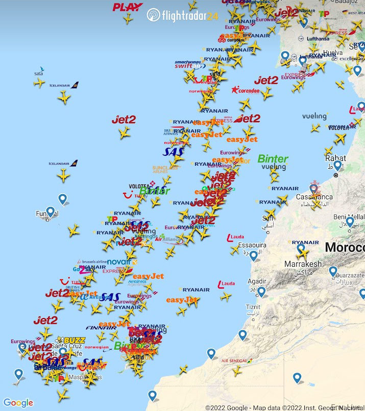 flightradar24's tweet photo. Busy day for flights to and from the Canary Islands
https://t.co/ChoPw75QXY https://t.co/ZIAfi11cZ5