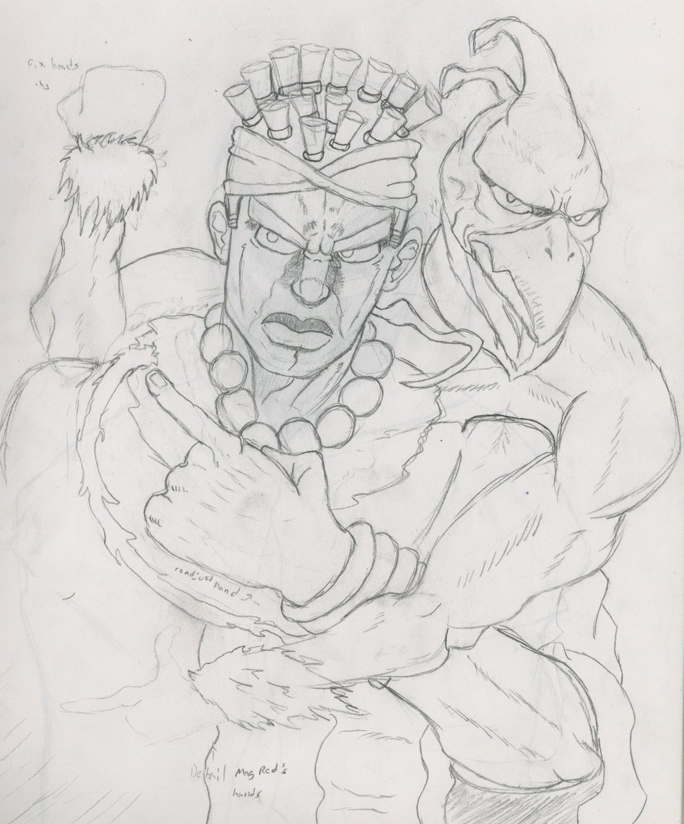 KnightLineArt's tweet photo. This one's OLD by now, but here's this #Avdol drawing I did. Sketch version included #JOJOsBizzareAdventure #jojo #manga #anime #fanart #magiciansred #BlackHistoryMonth https://t.co/iDHX2vZQNE