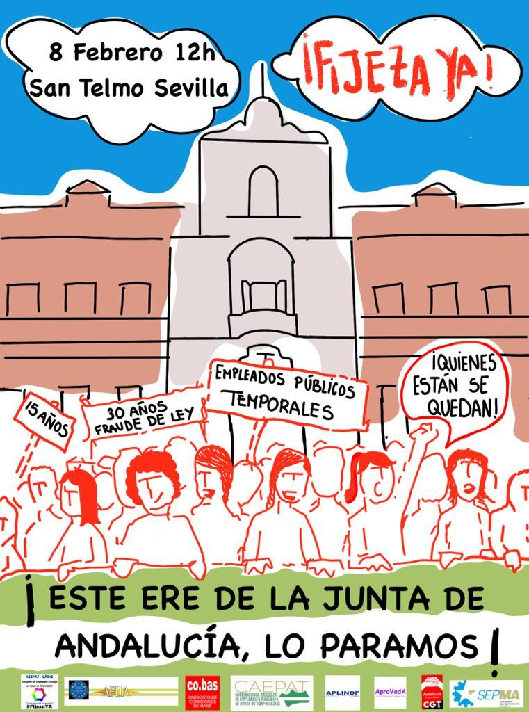 Hay q ir para apoyar al personal en abuso de la Junta, mañana puede ser en tu Ayuntamiento 💪🏼💪🏼💪🏼💪🏼💪🏼 El día 8 CGT estará una vez más en Sevilla, defendiendo q “Quienes están se quedan”. Tú podrás venir???