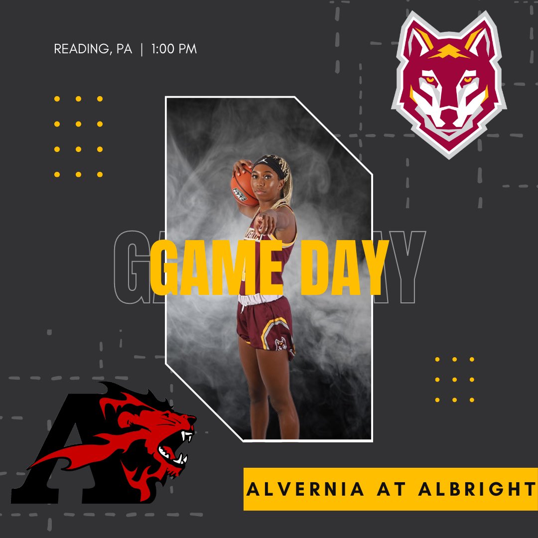 AlverniaWbb's tweet photo. 🚨Game Day🚨 The Golden Wolves take on their cross town rivals Albright College. Tip-Off is at 1:00 PM!! #auwbb #goldenwolves #earsup #gomacsports #ncaaw #d3hoops https://t.co/EwLWMmCDGm