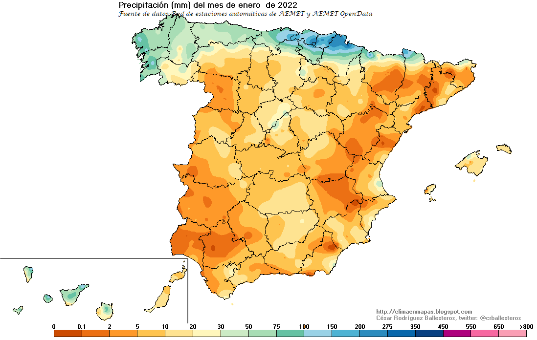 eforestal's tweet photo. ⬅️Esto es lo que ha llovido en este mes de enero
➡️Esto es lo que debería haber llovido

(mapas de @crballesteros https://t.co/4yHcnz4uSe) https://t.co/AIGjgGiYvh