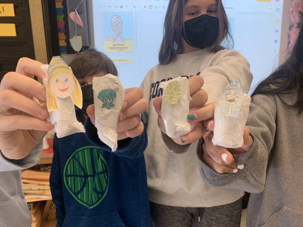 jenklein89's tweet photo. ⁦@Oldfield_MS⁩ Ready to be entombed! Students learn about ancient Egypt’s mummification process in Mrs. Klein’s class… https://t.co/NkcwyFY6nE