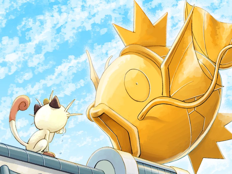 meowth pokemon (creature) no humans cloud sky day outdoors from below  illustration images