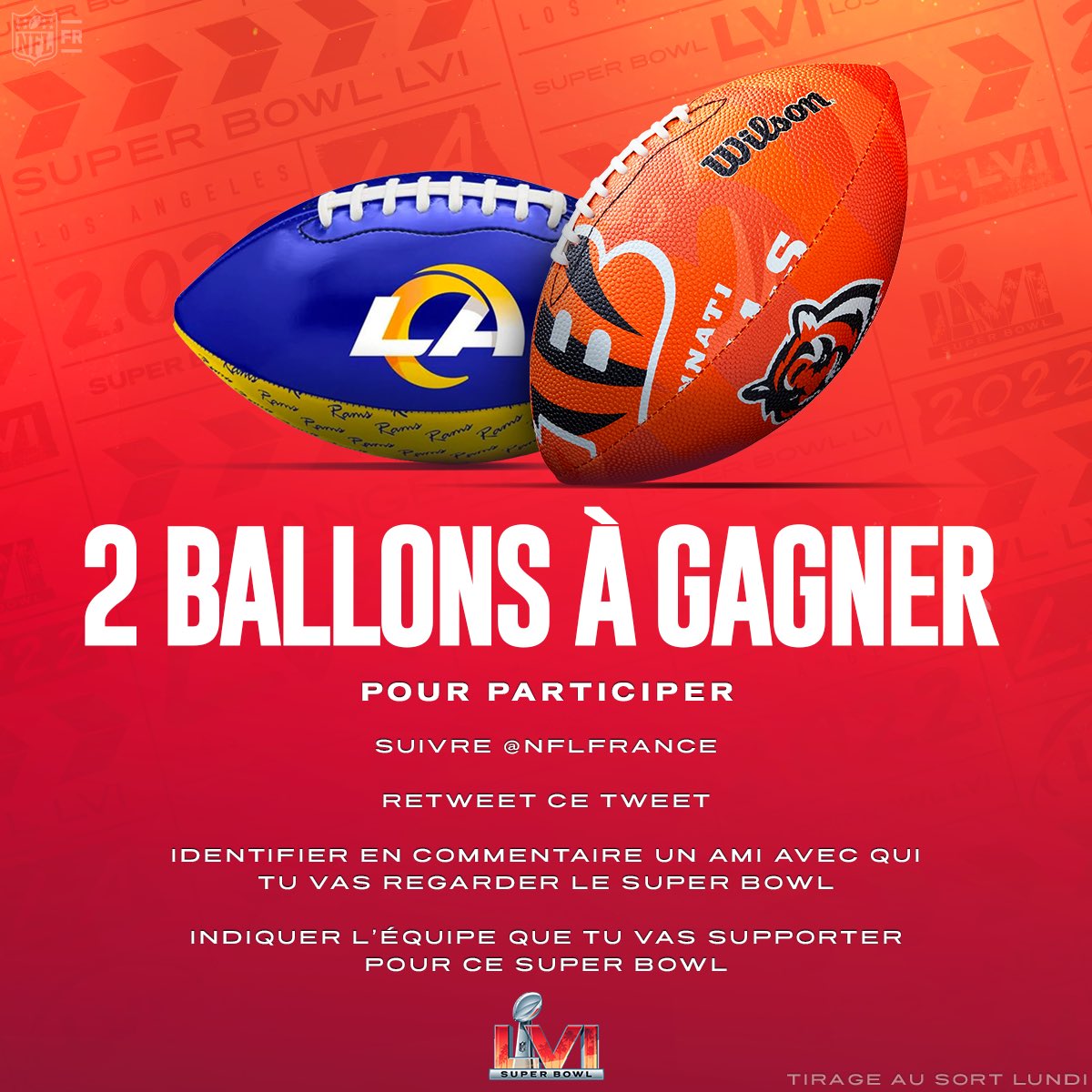 NFL France (@nflfrance) on Twitter photo 🏈 CONCOURS #SuperBowl
🔁 RT ce tweet
💬 Mentionne un ami avec qui tu vas regarder le Super Bowl et donne ton pronostic #RuleItAll #RamsHouse
➕ Follow <a href="/NFLFrance/">NFL France</a> 🏈 CONCOURS #SuperBowl
🔁 RT ce tweet
💬 Mentionne un ami avec qui tu vas regarder le Super Bowl et donne ton pronostic #RuleItAll #RamsHouse
➕ Follow <a href="/NFLFrance/">NFL France</a>