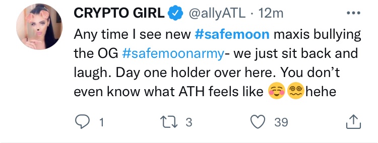 Tolirio1's tweet photo. Says the OG #SafeMoon fudder 😂 https://t.co/cbUhqD9IH3