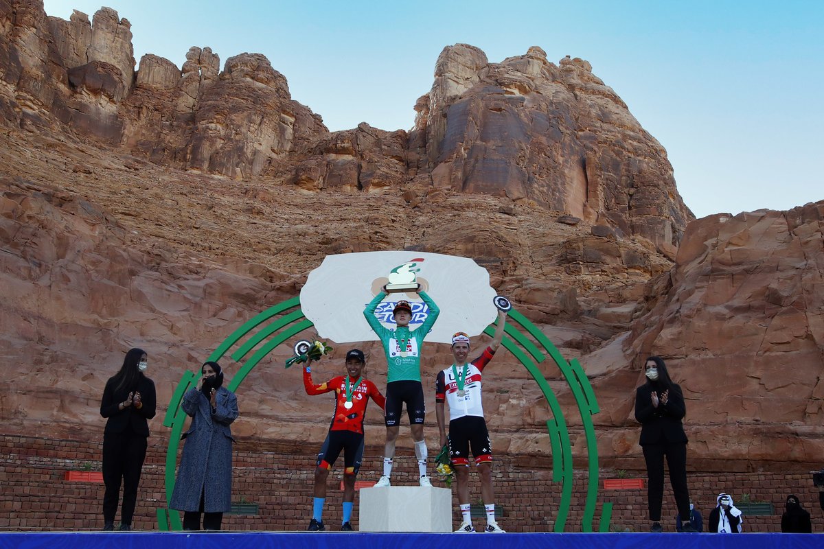 🏆🥈 We are on the final podium @thesauditour, as @SantiagoBS26 confirms the 2nd place overall. #RideAsOne #SaudiTour 📸 @SprintCycling