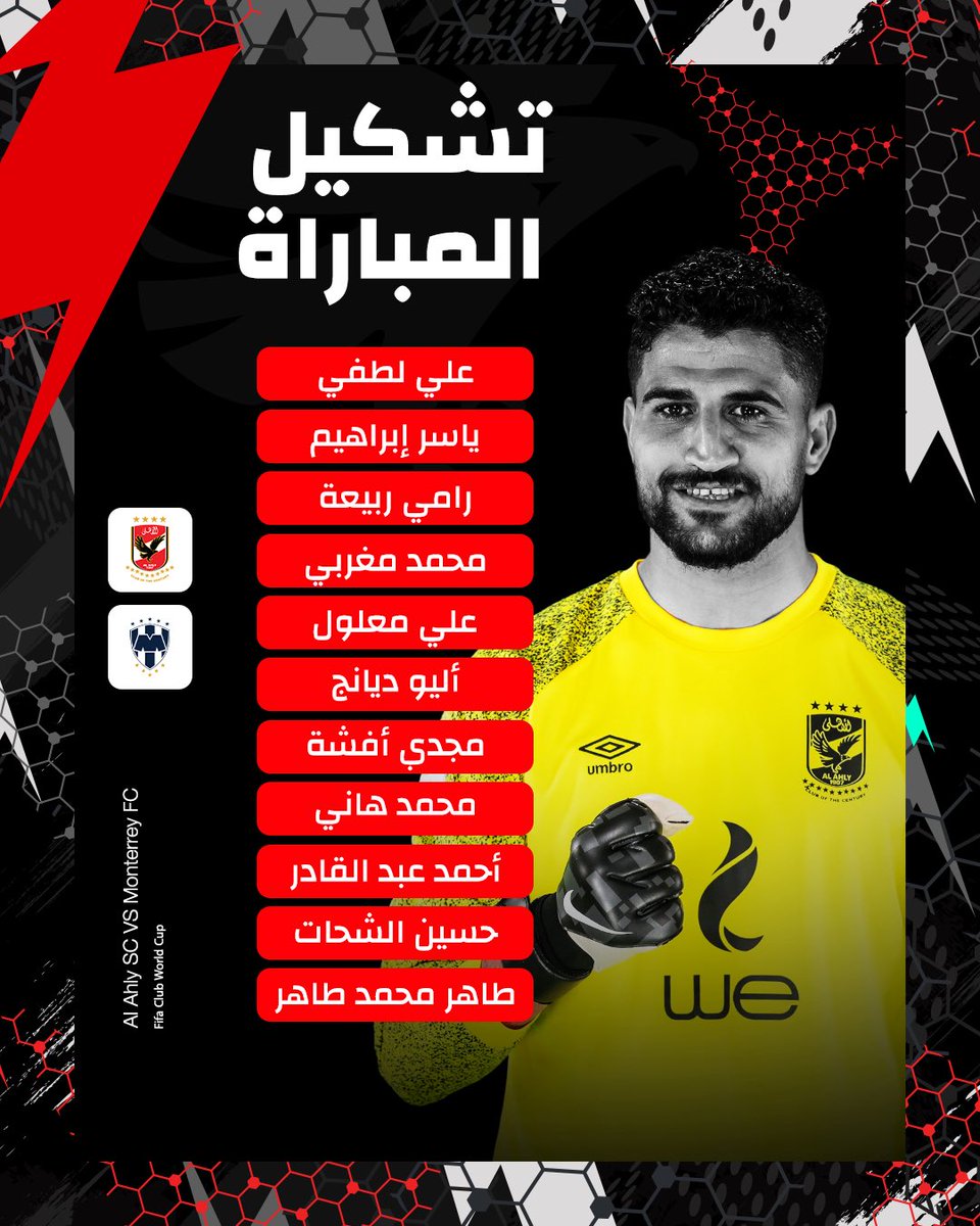 📋اليكم تشكيل الأهلي لمواجهة مونتيري ضمن منافسات بطولة كأس العالم للأندية 🦅💪✌️
#يلا_يا_أهلي
