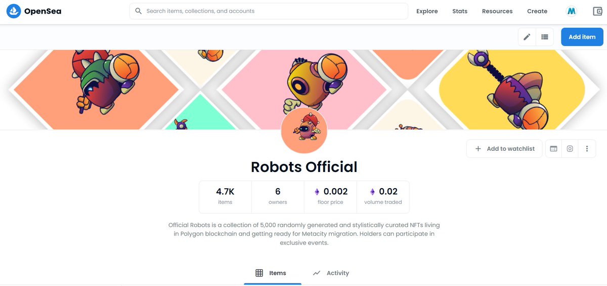 Robots Official ☑️

opensea.io/collection/rob…

Recently listed

#NFT #NFTCommunity #nftcollector #NFTCollection #NFTartist
