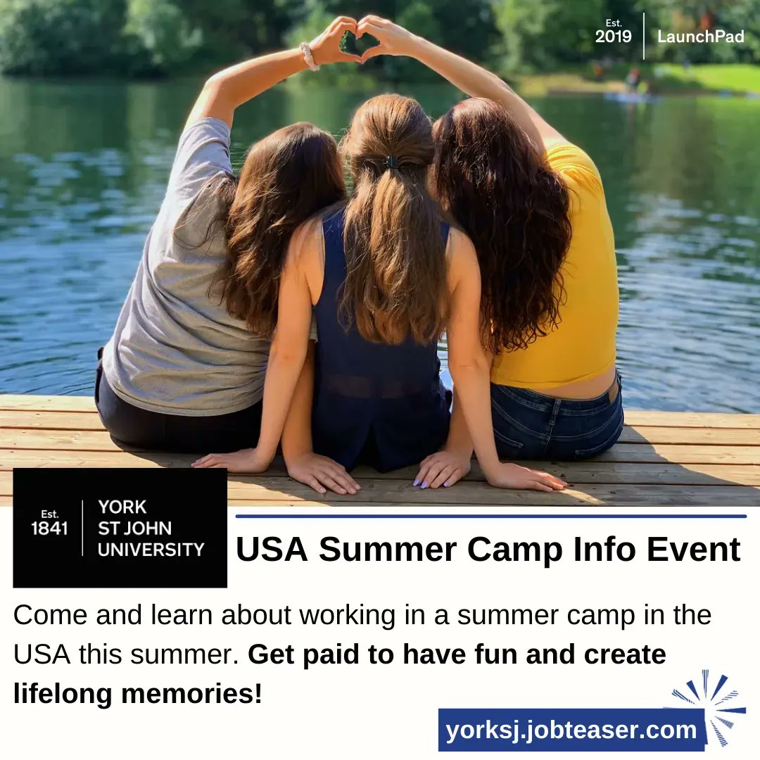 ysjstu_success's tweet image. It's not too late to sign up for the @USASummerCamp information session on the 14th!

Hear about the fantastic opportunities working abroad - get paid to have fun, make a difference and create memories you will never forget!

Sign up on LaunchPad Online: buff.ly/3zqJaRk