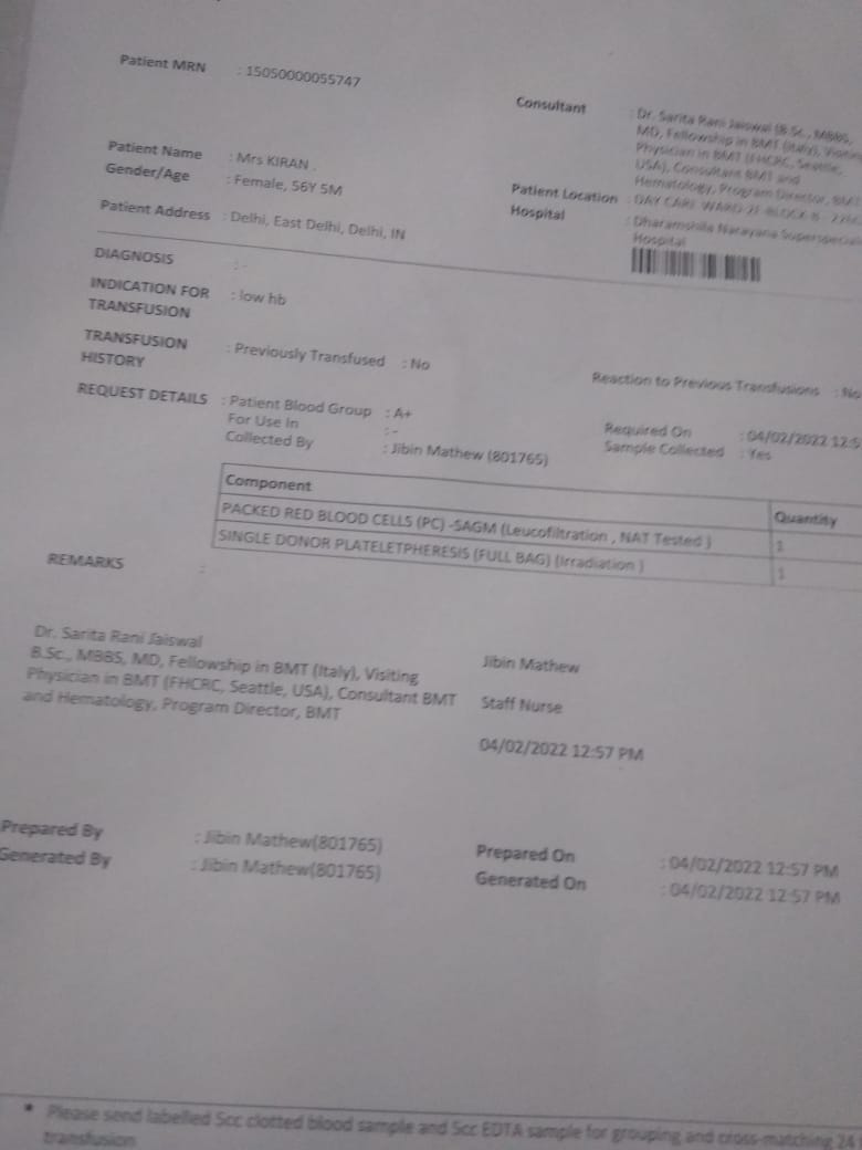 NileshMishra75's tweet photo. Name- kiran sharma 
Blood group-A+
Hospital- Dharamshila Narayana  superspeciality hospital Vasundhara
Contact - 9811361036
Issue- palliativecare
@Piyush7teen 
@BloodDonorsIn 
@TeamSOSIndia 
@indiacares_2020 
@sushant_says 
@IAmSudhirMishra 
@vishakhatalreja 
@anu1122 https://t.co/2AASIPgAIZ