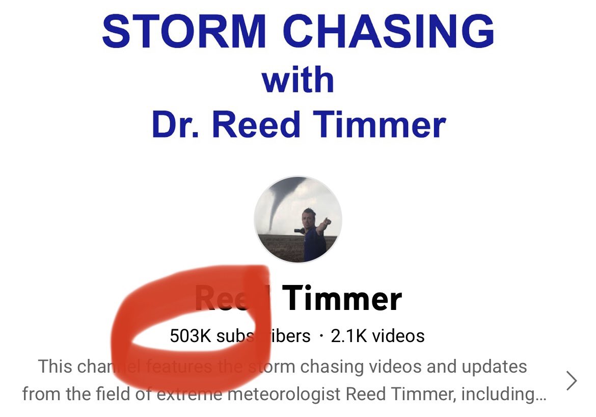 ReedTimmerUSA's tweet image. THANK YOU for 500,000 subscribers after 15 years of non-stop storm chasing and weather reports on YouTube. Come join us at YouTube.com/reedTimmerWx