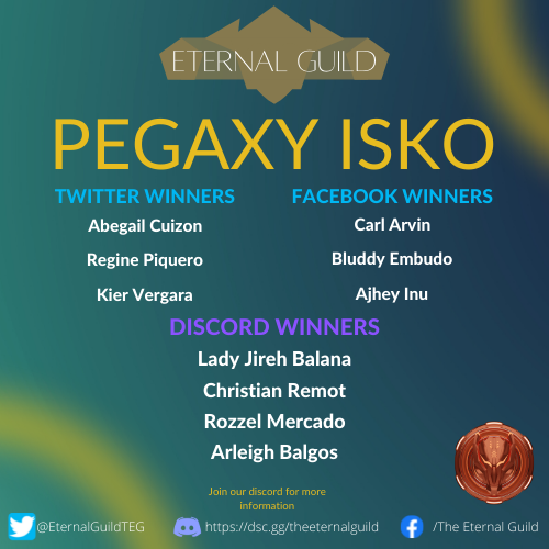 EternalDAO__'s tweet photo. Congratulations to the 10 Scholars that was chosen from the series of events last Jan 31 to Feb 6. We wish you all the best.
#EternalGuild #Pegaxy https://t.co/BD2DXvGtjJ