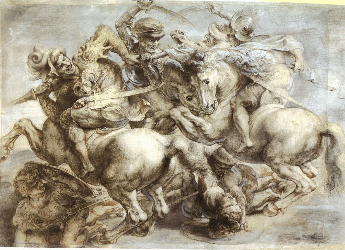 Copy of Battle of Anghiari, the lost painting by Leonardo da Vinci, 1603 #flemishart #peterpaulrubens
