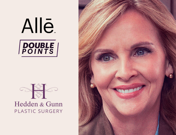 Earn double points when treated with Juvéderm Filler and BOTOX Cosmetic at the same visit through March 31, 2022 - up to $180 in Allē points! #Botox #Juvederm